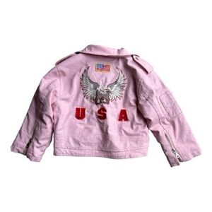 OUTDOOR HABITAT YOUTH GIRLS PINK BIKER RIDING JACKET PLEATHER 5T